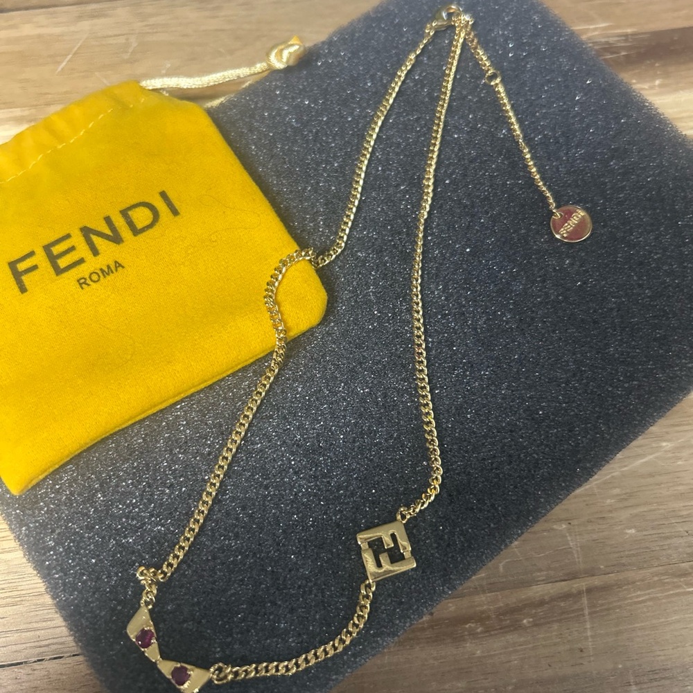 ******* SOLD****** Fendi Gold Necklace with Red Accents - Picture 2 of 2